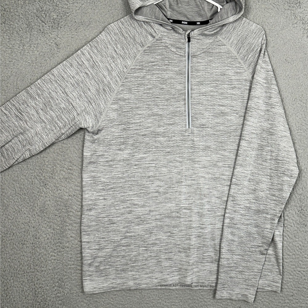 Rhone Hoodie Mens Large Half-Zip Grey Heathered Pullover Performance Athletic